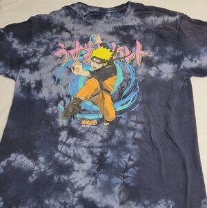 Vintage Y2K Naruto Shippuden Anime Tie Dye T-Shirt Men's Medium Blue